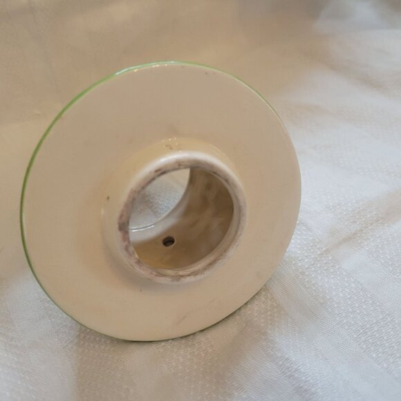 Hand-Painted Ceramic Candle Holder With Acorn & Leaf Design Green Rim 3 Inch Hei - Picture 4 of 7